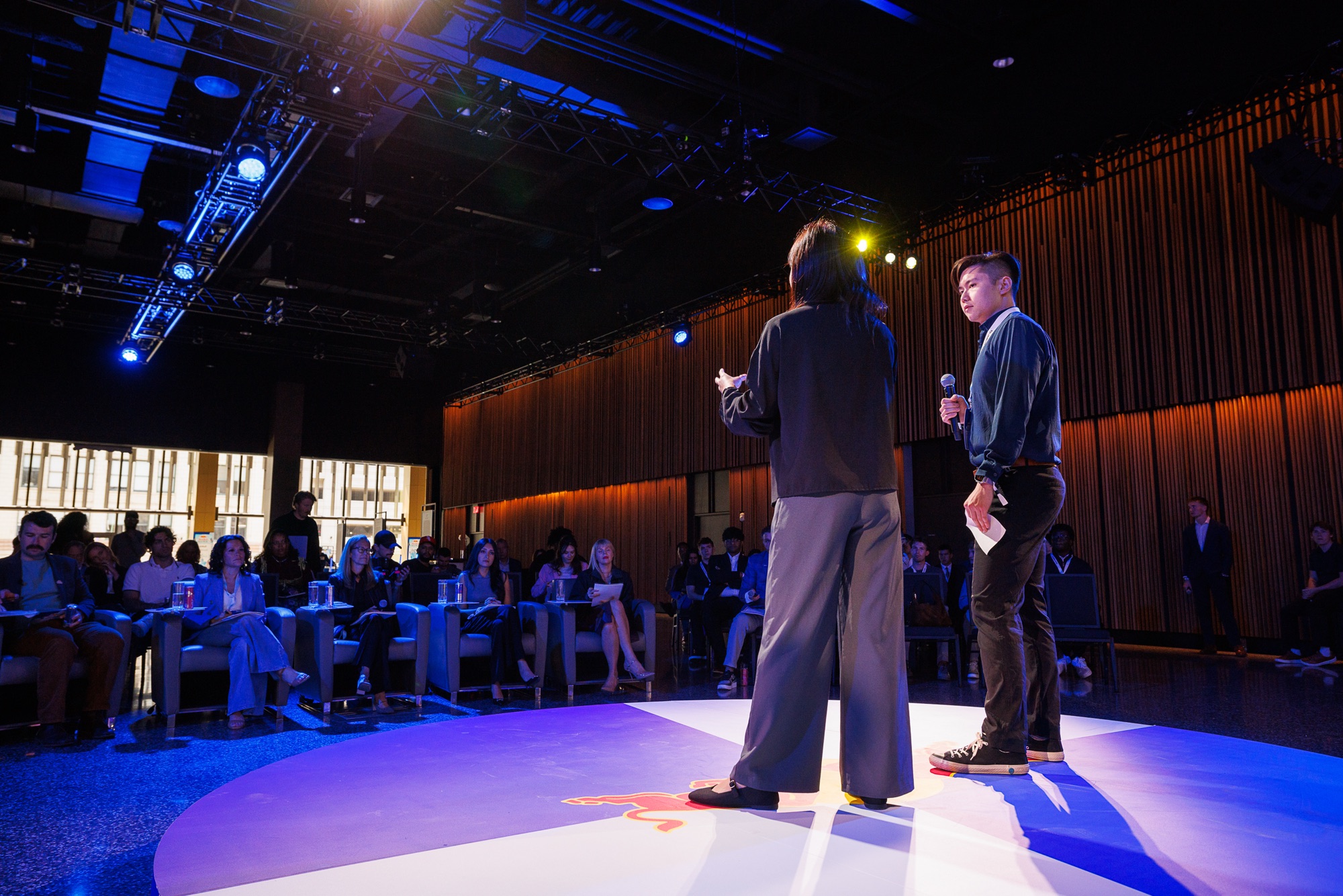 A NeuroSense founder presenting on the Red Bull Basement stage